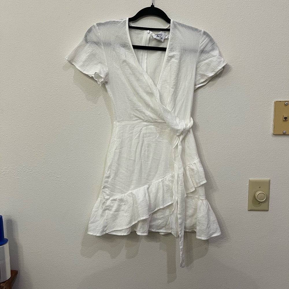 Princess Polly White Mini Bride Bridal Flowy Tie Front Dress Size 0